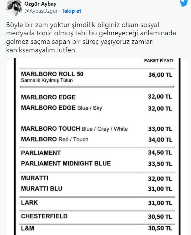 sigaraya zam geldi mi ozgur aybas tan dikkat ceken aciklama